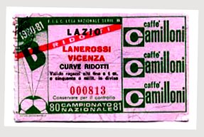 Biglietto Lazio vs L.R.Vicenza 1980-81