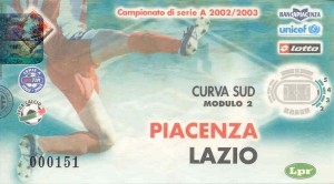 Biglietto Piacenza vs Lazio 2002-03 nella nebbia