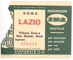 Biglietto Roma vs Lazio 1973-74 (inviato da Faber '67)